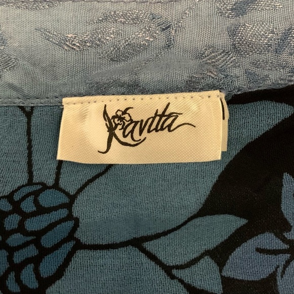 Kavita Blue Floral Scarf Tapestry Edging Head Scarf-Purse Twilly Tie Scarf - Picture 5 of 9